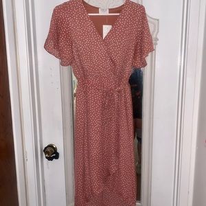 Sienna Sky mauve polka dot dress